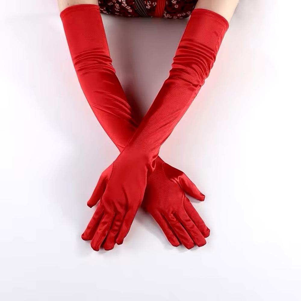Pair Satin Full Length Costume Gloves
